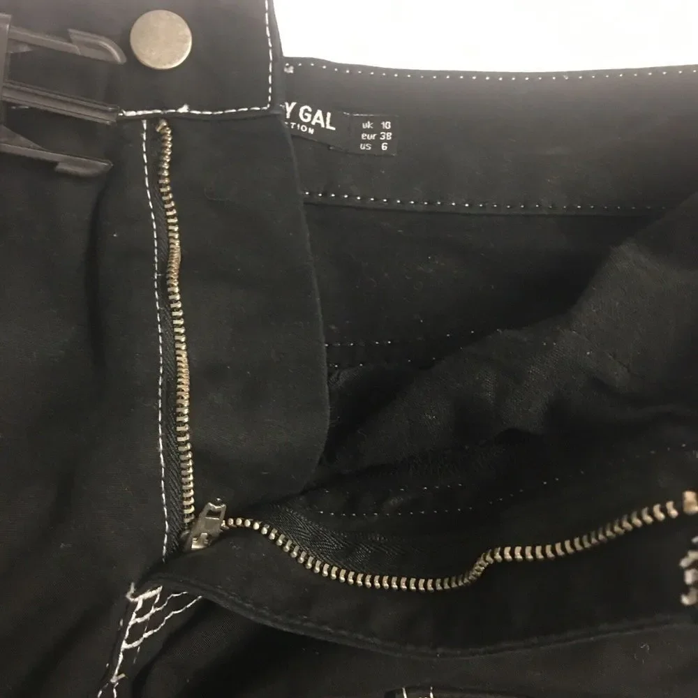 Nasty Gal Skirt 6 Womens‎ Black Cargo Mini Casual White Stitching Fashion skirt